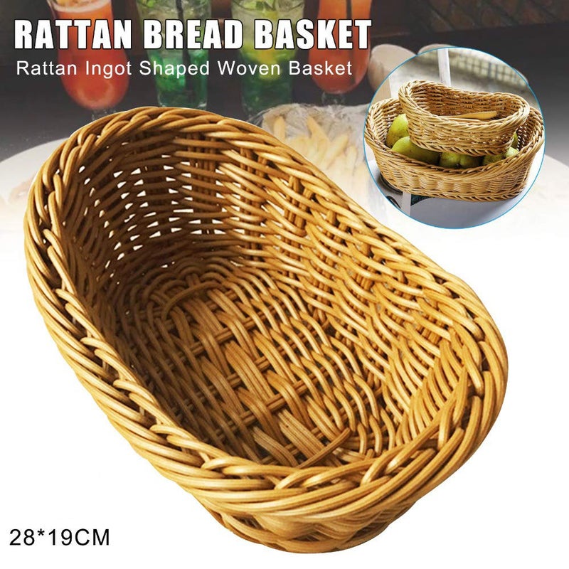 ANRUIDE Wicker Bread Basket  Tabletop Woven storage basket  Food Fruit Vegetables Serving  Restaurant Serving Basket (11x7.5x3.9 lnch) (2pcs) - Image 5